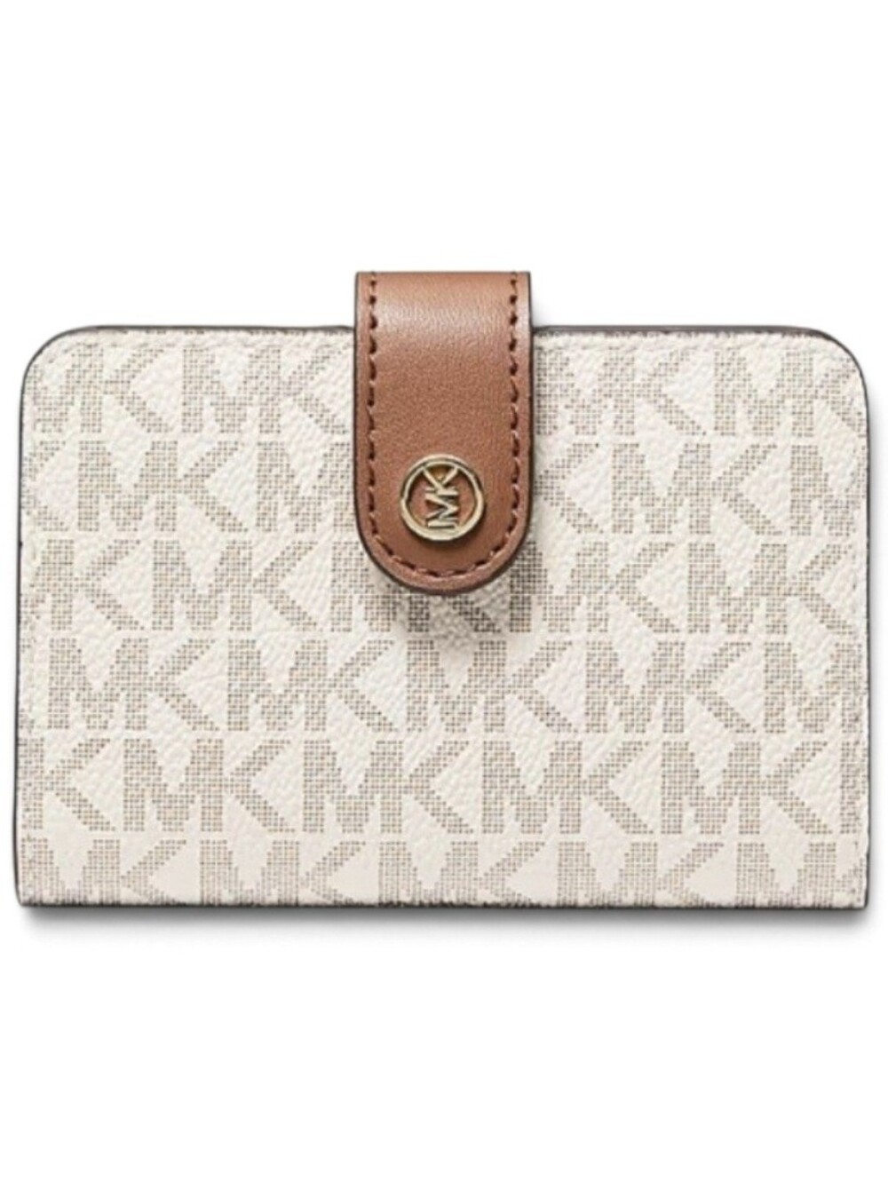 Michael Kors Cream Logo Wallet with Brown Trim